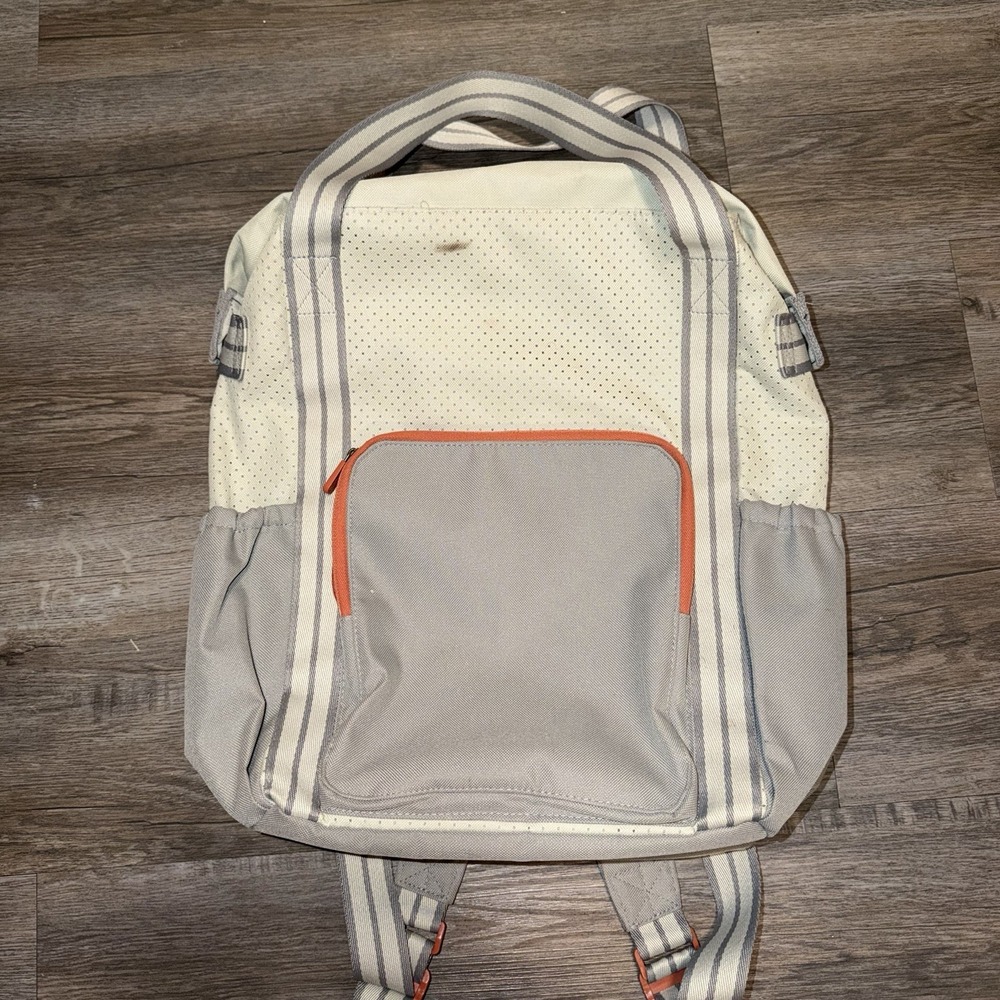 Thirty-One Away Backpack Whisper Gray Color Block Travel School Diaper Bag